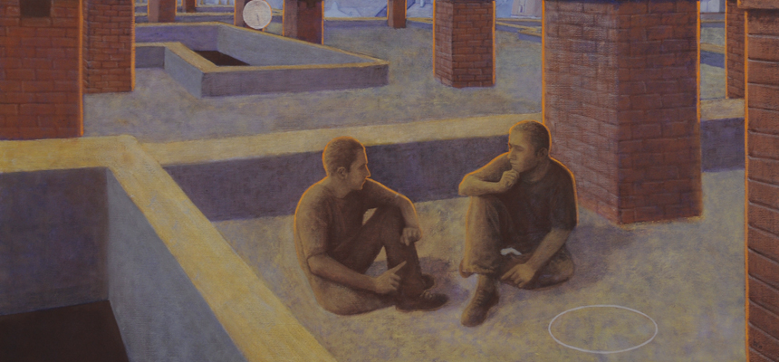 <b>JAKATICS-SZABÓ Veronika | Háztetők III. (2009) | 100×150 cm, olaj, vászon | AMA BOOK I. | részlet</b>