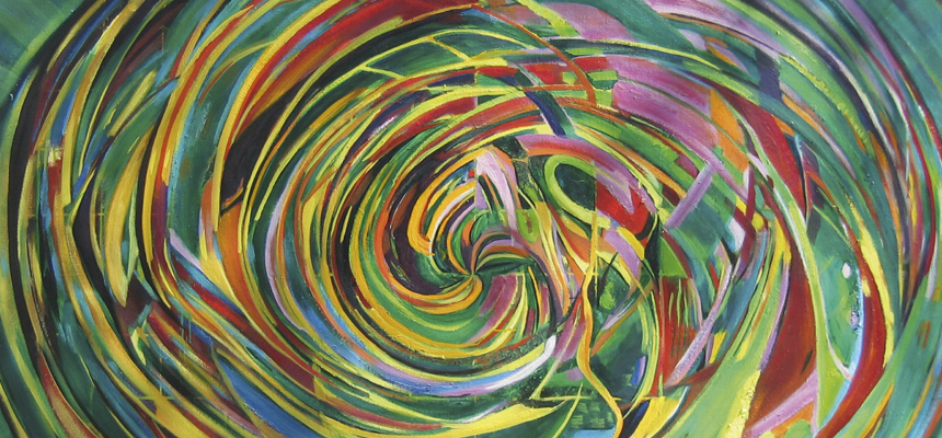 <b>BAKOS András | Spirális utak (2007) | 140×160 cm, olaj, vászon | AMA BOOK I. | részlet</b>