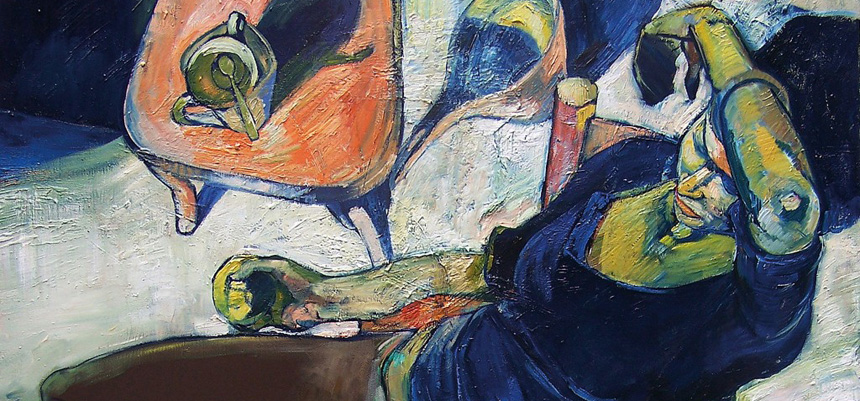 <b>PAPAGEORGIU Andrea | Egy nyári délután (2008) | 100×100 cm, olaj, vászon | AMA BOOK I. | részlet</b>